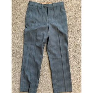 English Laundry Women Navy Blue Striped Casual Pants 14 Polyester Rayon